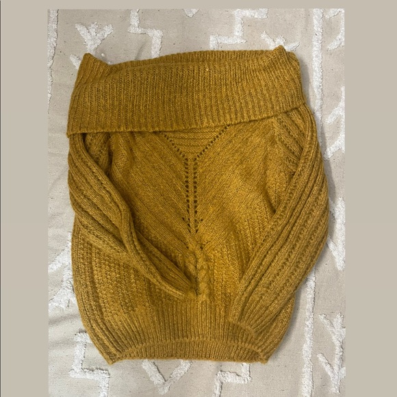 Charlotte Russe Sweaters - Mustard knit off the shoulder sweater